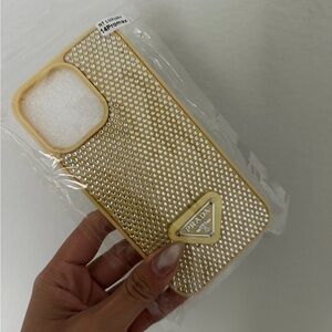 Prada Gold and Silver Studded Phone Case